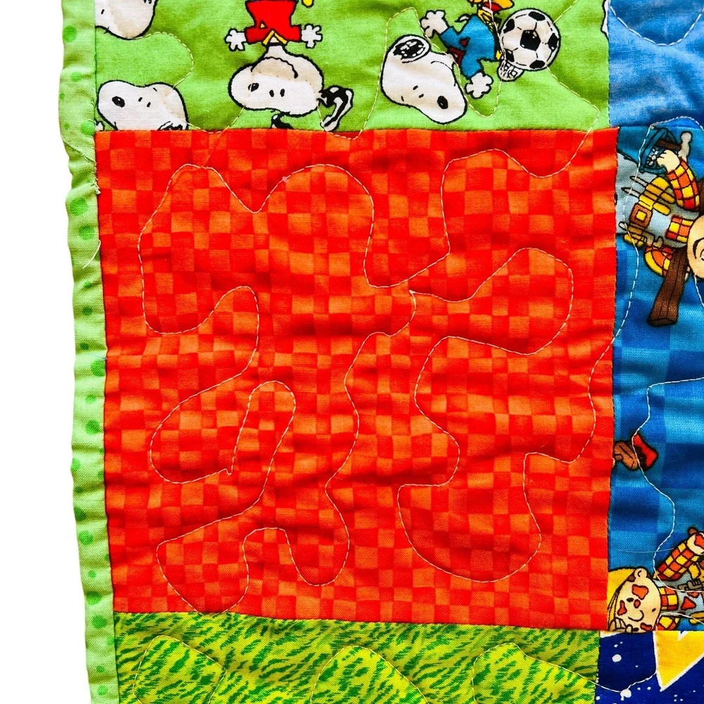 Handmade Patchwork Baby Quilt Snoopy Bob‎ Builder Dinosaur Space Blanket Novelty